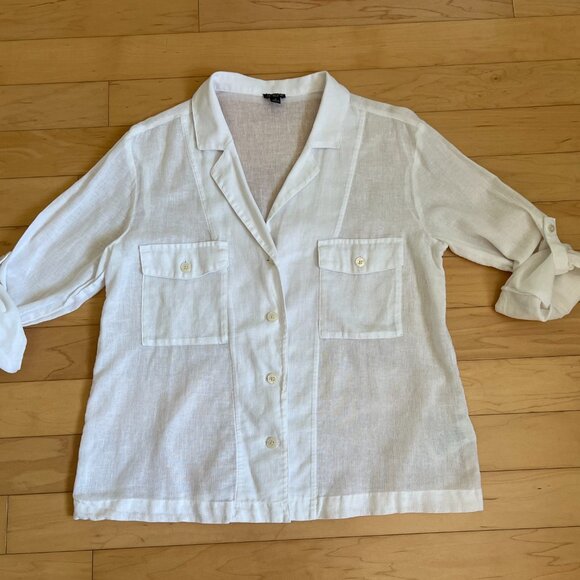 JCrew Linen/Cotton Woven Shirt White Size 8 - Picture 3 of 6